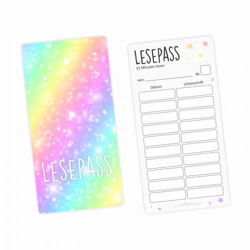 Lesepass Regenbogen Lesezeichen zum lesen üben Grundschule