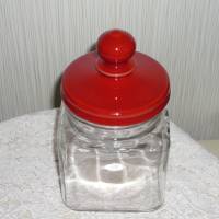 Vorratsgefäß Vorratsglas rot Keramik 70er Bild 1