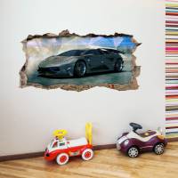 106 Wandtattoo Sportwagen schwarz - Loch in der Wand - Kinderzimmer Teenager in 6 Größen Aufkleber Sticker Bild 4