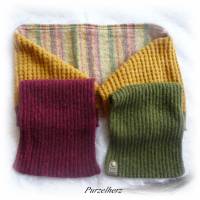 Gestrickter Schal aus Baumwolle,Wolle,Alpaka - Geschenk,flauschig,weich,warm,modern,grün,curry Bild 2