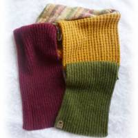 Gestrickter Schal aus Baumwolle,Wolle,Alpaka - Geschenk,flauschig,weich,warm,modern,grün,curry Bild 5