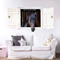 126 Wandtattoo Pferd schwarz Pferdekopf im Fenster mit Fensterläden - in 6 Größen - wunderschöne Kinderzimmer Sticker Bild 4