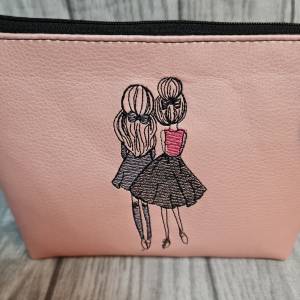 Kosmetiktasche Beste Freundinnen Schminktasche Utensilientasche Kleinigkeiten Tasche mit Anhänger rosa Besties Bild 6