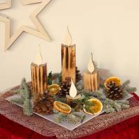 Kerzen aus Holz, rustikal geflammt, 4er-Set / Weihnachtsdeko / Holzdeko / Advent / Weihnachten Bild 4
