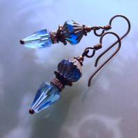 blaue Antikperlen Ohrringe Art Déco Stil - hypoallergene Niob Ohrhänger Bild 1