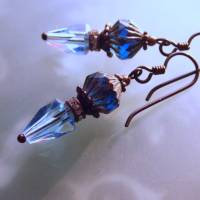 blaue Antikperlen Ohrringe Art Déco Stil - hypoallergene Niob Ohrhänger Bild 4