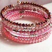 rosa Armband aus vielen kleinen Glasperlen, dünnes Wickelarmband, handgefertigtes Einzelstück Bild 2