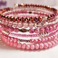 rosa Armband aus vielen kleinen Glasperlen, dünnes Wickelarmband, handgefertigtes Einzelstück Bild 3