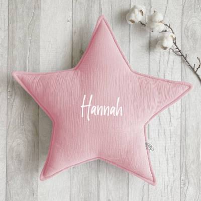 Sternkissen aus Musselin | Altrosa | Personalisierbar