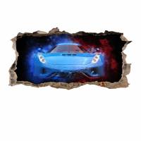 107 Wandtattoo Sportwagen blau - Loch in der Wand - Kinderzimmer Teenager in 6 Größen Aufkleber Sticker Bild 1
