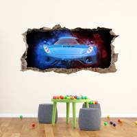 107 Wandtattoo Sportwagen blau - Loch in der Wand - Kinderzimmer Teenager in 6 Größen Aufkleber Sticker Bild 5