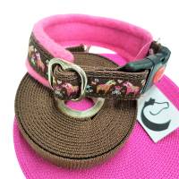 Hundehalsband Dala ab Größe 30-33 cm verstellbar Halsband pink braun Fleece Bild 2