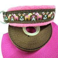 Hundehalsband Dala ab Größe 30-33 cm verstellbar Halsband pink braun Fleece Bild 3