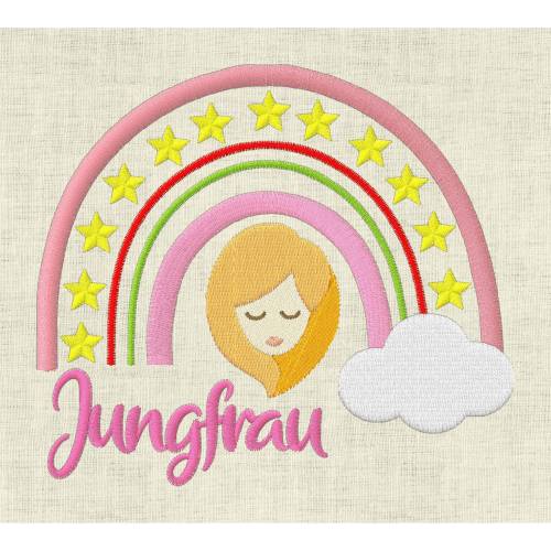 Stickdatei Sternzeichen Jungfrau Regenbogen Horoskop Maschinenstickerei