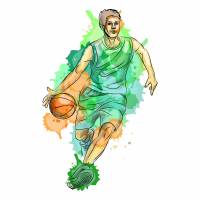 189 Wandtattoo Basketball Spieler grün - in 3 versch. Größen Sticker Aufkleber Teenager Bild 1