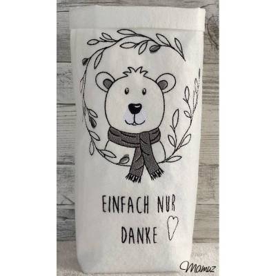 * Eisbär Kranz mit Spruch, Einfach nur Danke *  Stickdatei, 2 Dateien 13 x 18