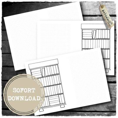 Bücherregal und Dots - zum Heft faltbar oder zum Lochen *SOFORT DOWNLOAD*