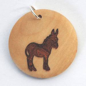 Orgineller Anhänger "Esel" aus Hartholz. Tier Bauernhof Geschenk Halskette  Schmuck Amulett verstellbare Kette T Bild 1