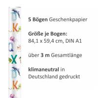 5 Bögen Geschenkpapier Tier ABC Aquarell bunt - 1,60€/qm- 84,1 x 59,4 cm Bild 3