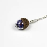 kleiner Blumengruß • Halskette mit Lavendel und Eichelhütchen | Halsschmuck | Geschenkidee Frau | Freundin | Schwester Bild 3