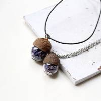 kleiner Blumengruß • Halskette mit Lavendel und Eichelhütchen | Halsschmuck | Geschenkidee Frau | Freundin | Schwester Bild 6