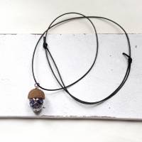 kleiner Blumengruß • Halskette mit Lavendel und Eichelhütchen | Halsschmuck | Geschenkidee Frau | Freundin | Schwester Bild 8