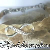 Schweifhaar Armband Pferdehaararmband normal Unendlichkeitszeichen 925er Silber mit Zirkoniasteinen Bild 1
