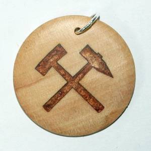 Orgineller Anhänger "Bergbau" aus Hartholz. Zunft Handwerk Geschenk Halskette  Schmuck Amulett verstellbare Kett Bild 1