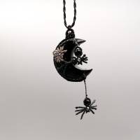 Makramee-Halskette "Black Moon" mit Onyx (gef.), Halloween Collier Bild 7