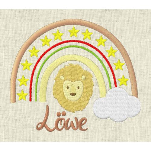 Stickdatei Sternzeichen Löwe Regenbogen Horoskop Maschinenstickerei