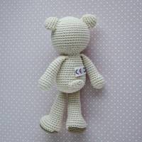 Häkeltier Kuscheltier Teddybär cremeweiß/rosa aus Baumwolle handgemacht Bild 4