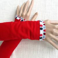 Armstulpen zum Wenden aus Jersey in rot mit grau Bild 3
