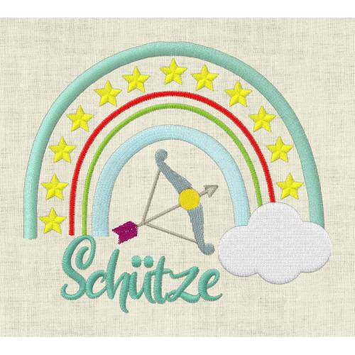 Stickdatei Sternzeichen Schütze Regenbogen Horoskop Maschinenstickerei