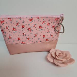 Kosmetiktasche Rose  Schminktasche Stiftetasche Blume Sommer mit kleinem Anhänger Vintage Bild 1