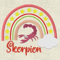 Stickdatei Sternzeichen Skorpion Regenbogen Horoskop Maschinenstickerei Bild 1