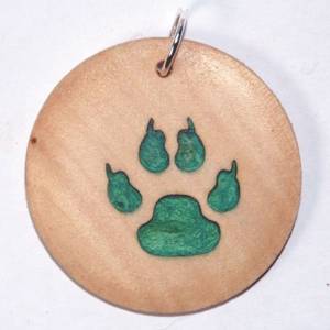 Orgineller Anhänger "Pfote" aus Hartholz. Hund Katze Pfotenabdruck Geschenk Halskette  Schmuck Amulett verstellb Bild 1