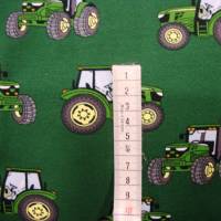 Rest 0,30m Baumwolljersey Druck grüner Trecker auf dunkelgrün Bulldog Landwirtschaft-Maschinen Stoffe Jungs Geschenke Bild 3