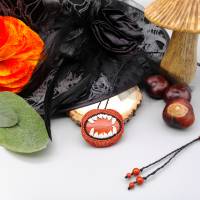 Makramee-Halskette "Vampir" mit rotem Jaspis, Halloween Collier Bild 1
