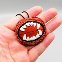 Makramee-Halskette "Vampir" mit rotem Jaspis, Halloween Collier Bild 4