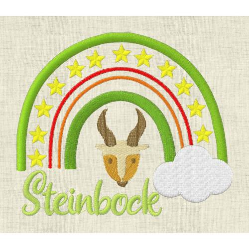 Stickdatei Sternzeichen Steinbock Regenbogen Horoskop Maschinenstickerei