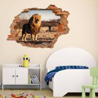 103 Wandtattoo Löwe Savanne - Loch in der Wand in 6 Größen Kinderzimmer Wanddeko Sticker Aufkleber Bild 4