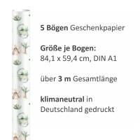 5 Bögen Geschenkpapier Dinosaurier grün - 1,60€/qm - 84,1 x 59,4 cm Bild 3