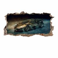 104 Wandtattoo Sportwagen schwarz gold - Loch in der Wand - Kinderzimmer Teenager in 6 Größen Aufkleber Sticker Bild 1
