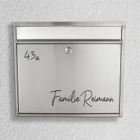 Briefkasten Namensschild "Familie + Name" mit Hausnummer, Aufkleber, Beschriftung, wasserfest Bild 5