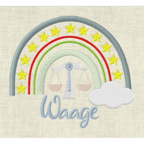 Stickdatei Sternzeichen Waage Regenbogen Horoskop Maschinenstickerei