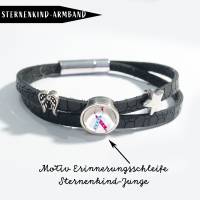Erinnerungsschleife Sternenkinder Sternchen & Engelflügel Armband Bild 2