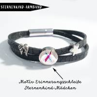 Erinnerungsschleife Sternenkinder Sternchen & Engelflügel Armband Bild 3