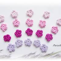 20 gehäkelte Streublümchen - Häkelblumen,Applikation,Aufnäher,Tischdeko,Streudeko,Gastgeschenk,rosa,flieder Bild 2
