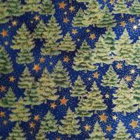 Patchworkstoff Tannenbäume auf blauem Hintergrund mit Sternen - Hoffman Fabrics Nr. 53 Bild 1