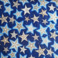 Patchworkstoff Tannenbäume auf blauem Hintergrund mit Sternen - Hoffman Fabrics Nr. 53 Bild 3